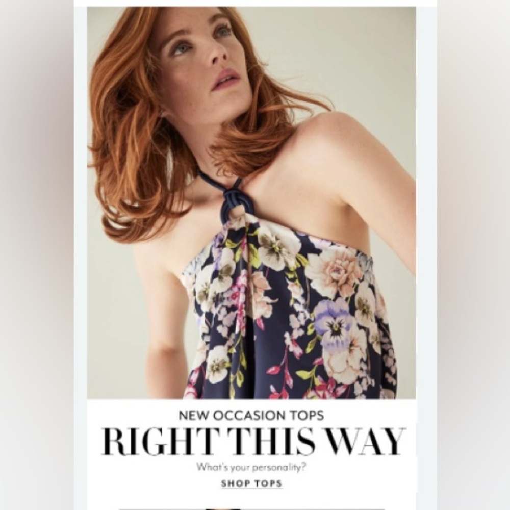 White House Black Market Navy Floral Halter Top